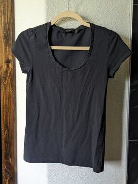 Theory Dark Navy Fitted Scoop Neck Tee
